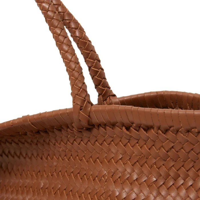 Woven Leather Mesh Tote Bag