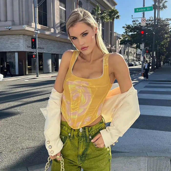 Flower Print Corset Top fashionnsio